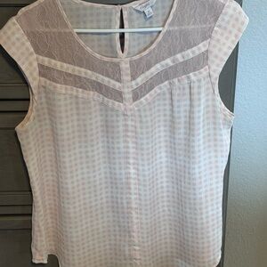 Candie's Pink Gingham Lace Blouse